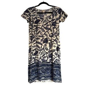 Lucky Brand Women's Size XS Blue Floral Short Sleeve Jersey Summer T-Shirt Dress